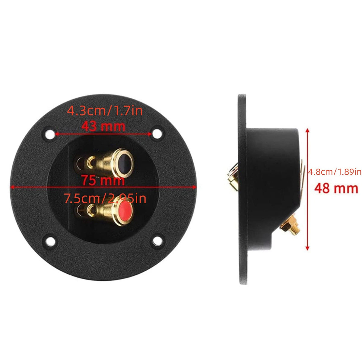 2-Way Speaker Box Terminal Cup Round Spring Loaded Connector for Subwoofer