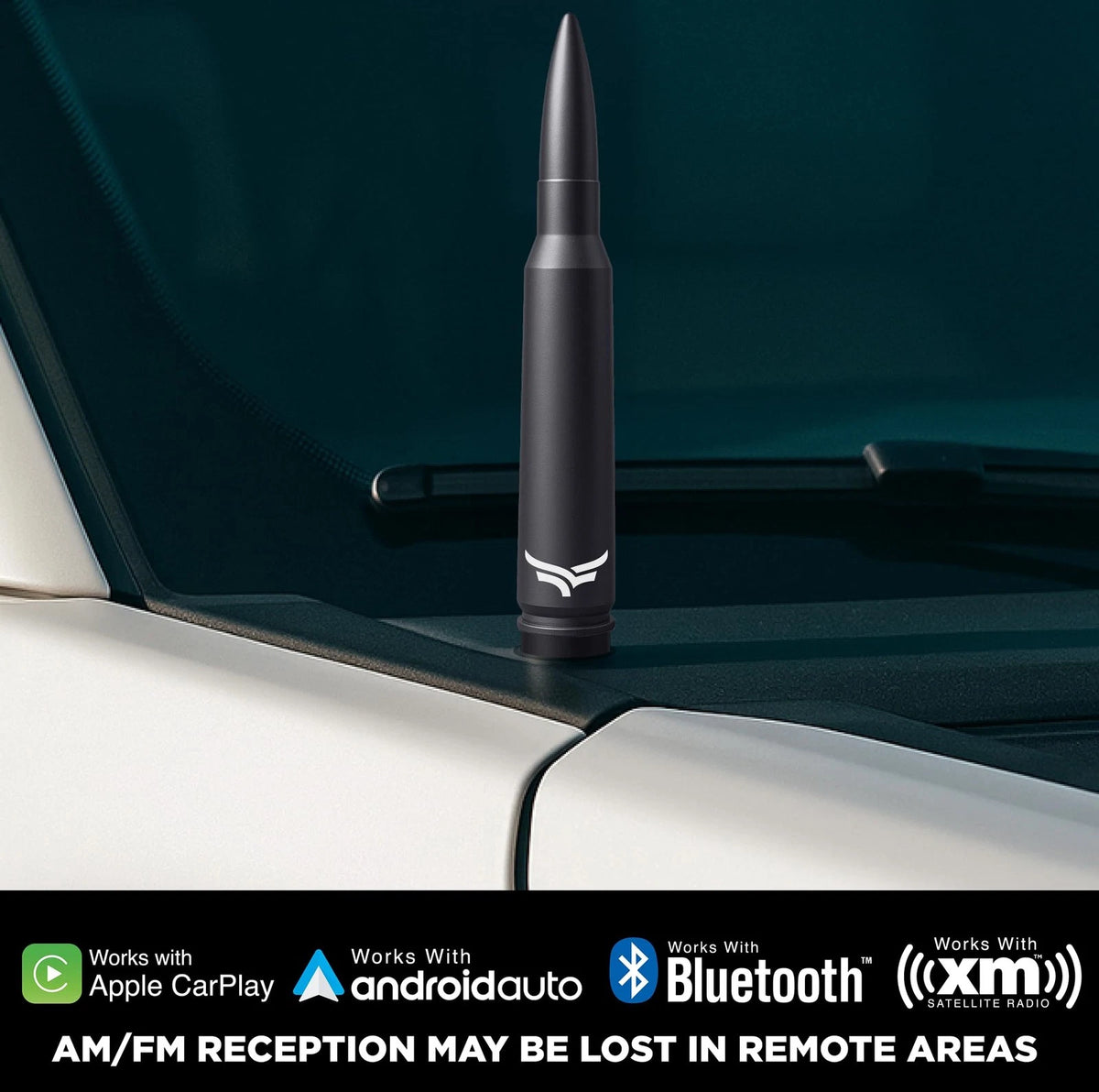 50 Cal Badass Bullet Antenna® Fits Chevy Silverado & GMC Sierra Truck Black