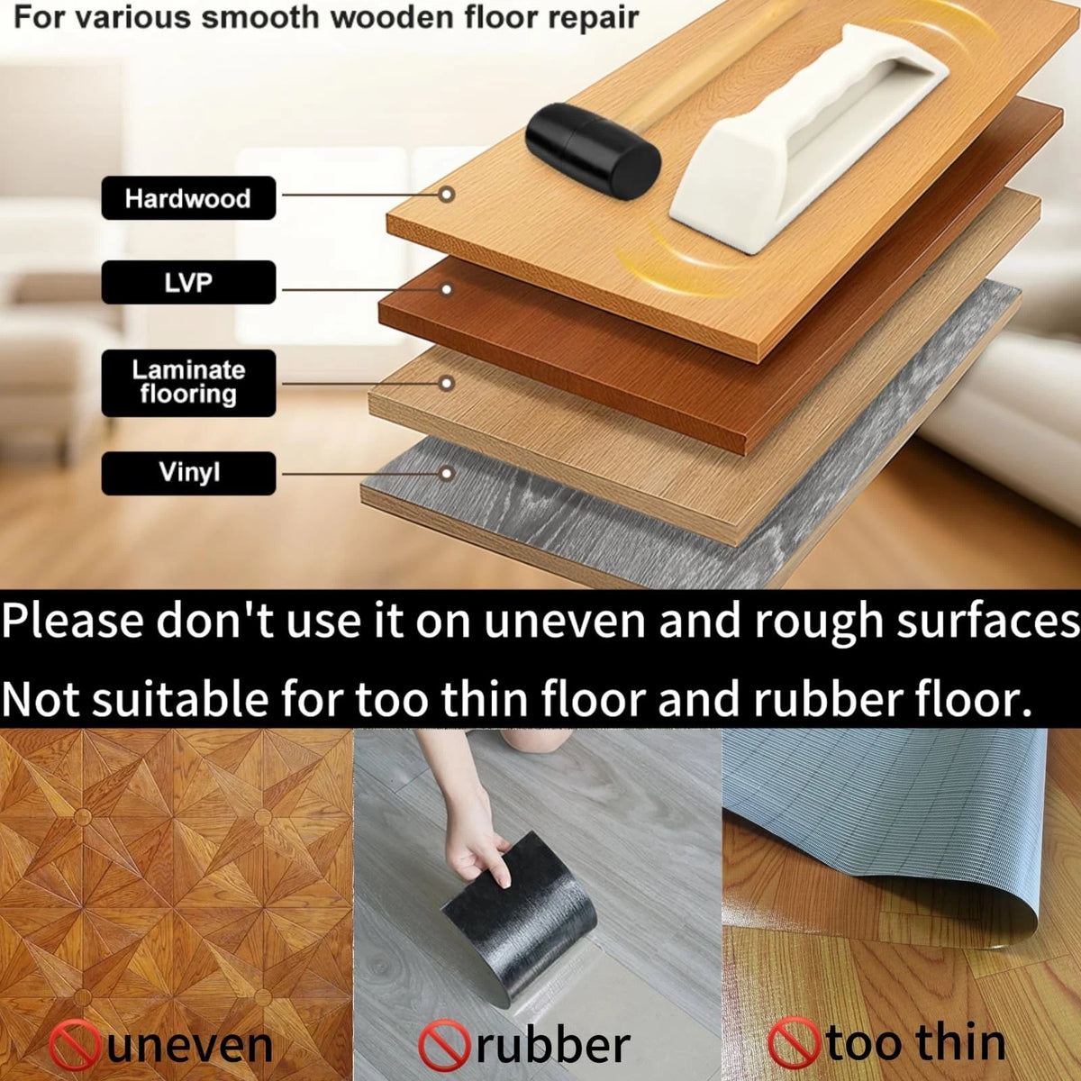 Floor Gap Fixer Tool, Violetfox Heavy-Duty Plank Grabber Laminate  Version