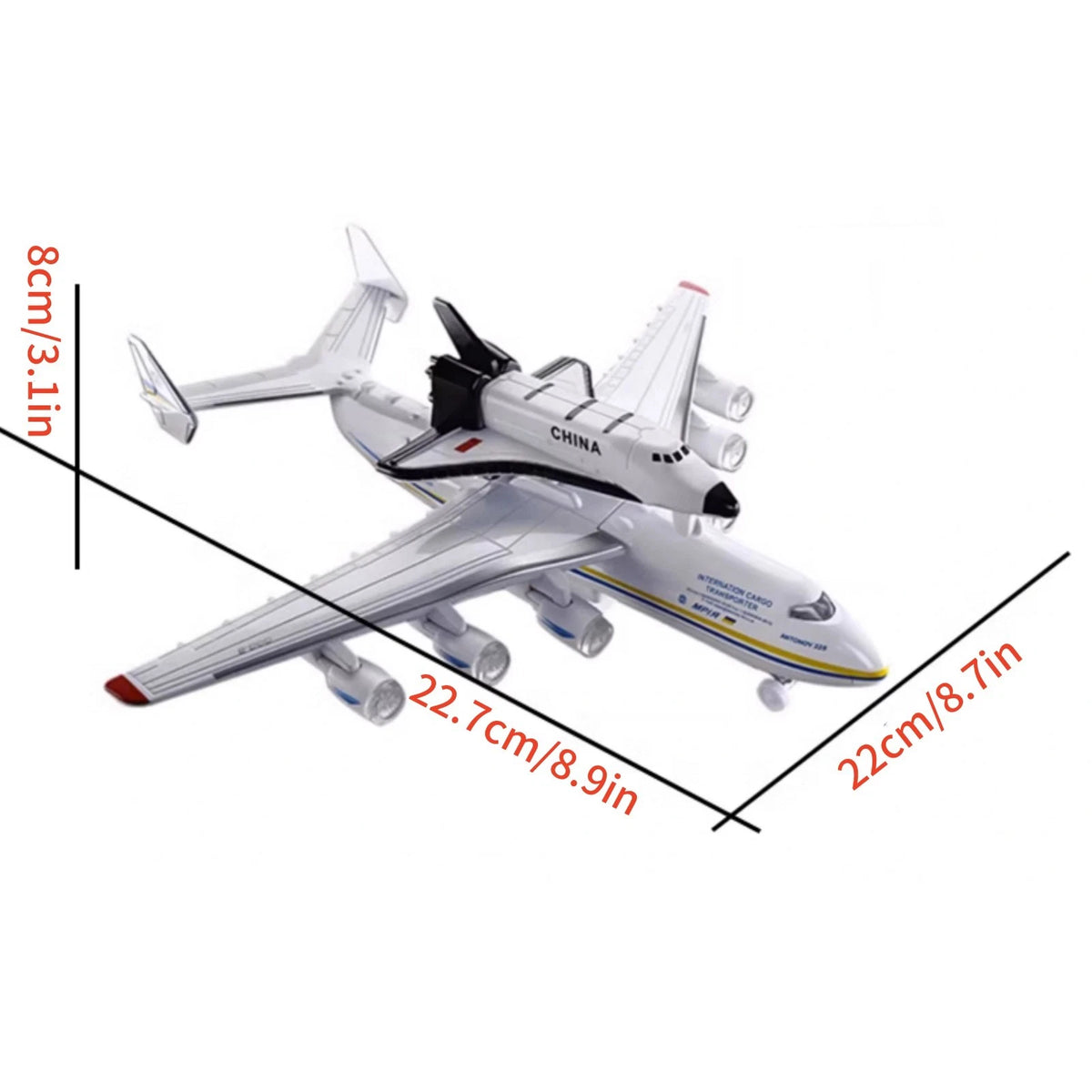 1/400 An-225 Mriya Plane w/Buran Orbiter Model Sound Light Pull Back O