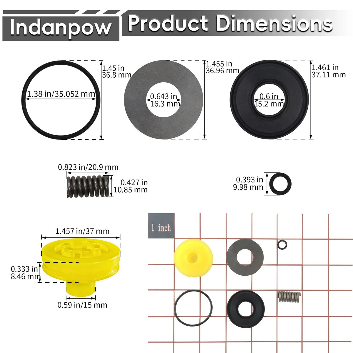 Indanpow Replacement for 180450-S Head Valve kit, 1 Set Yellow