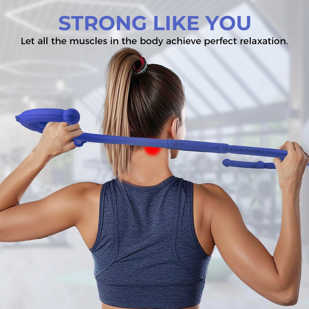 Massage Stick,Handheld Trigger Point Back and Neck Massager Cane, Deep Blue