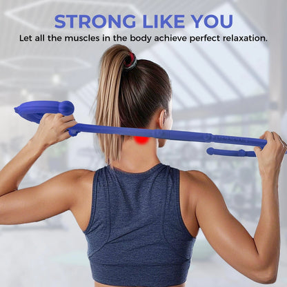 Massage Stick,Handheld Trigger Point Back and Neck Massager Cane, Deep Blue