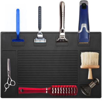 Hedume Magnetic Barber Mat, 17.7'' x 11.8'' Organizer Black