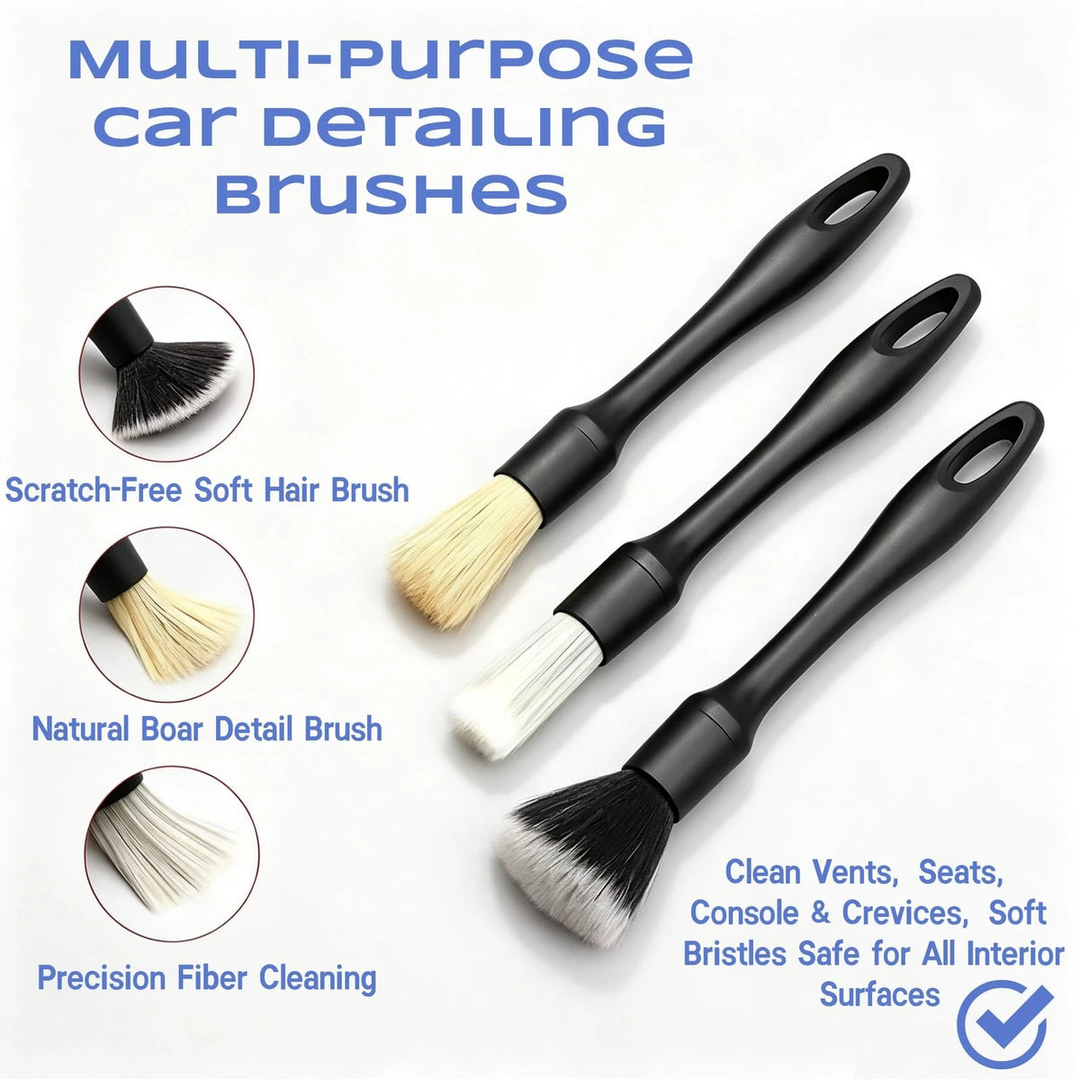 Riomhorry 9 Pcs Car Detailing Brushes Kit, Interior Cleaning Tool with...