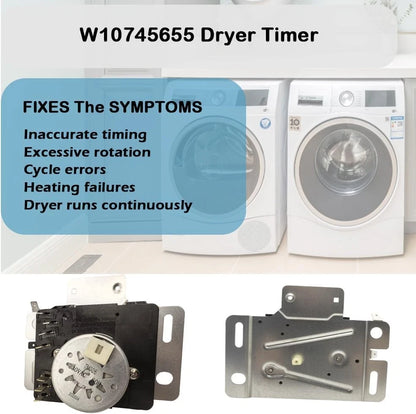 W10745655 Dryer Timer, Compatible with Whirlpool, Amana, Maytag, Black