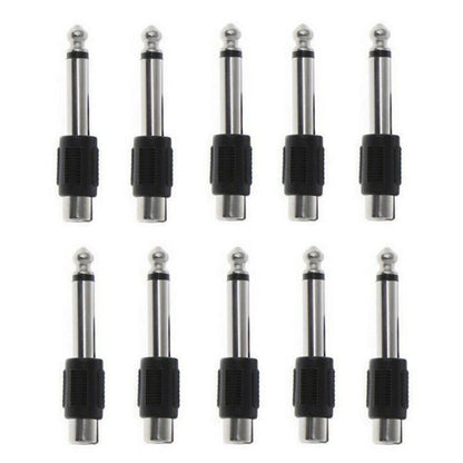 10PCS RCA Female Jack To 6.3mm Male Mono Plug Audio Adapter Connector