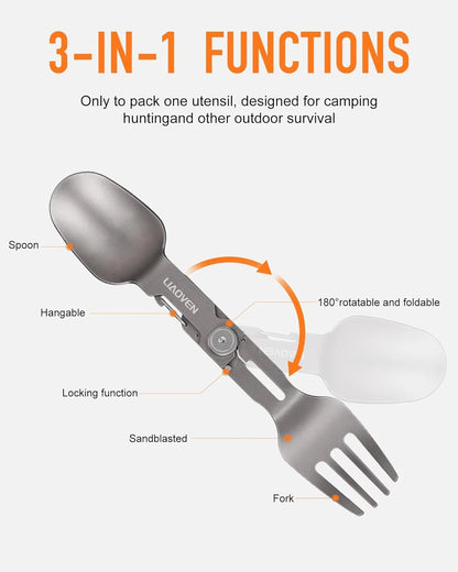 Titanium Spork 3 in 1 Folding Camping Fork and Spoon, Ultra Spork-1pc