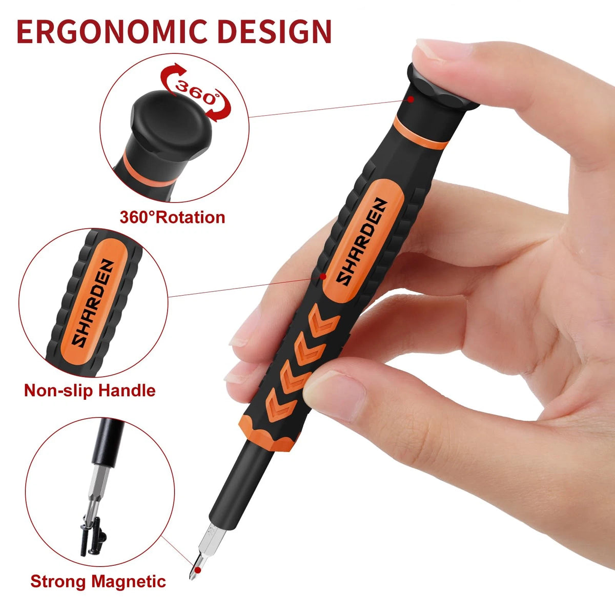 SHARDEN 58 in 1 Small Precision Screwdriver Set Magnetic Mini Small, Orange