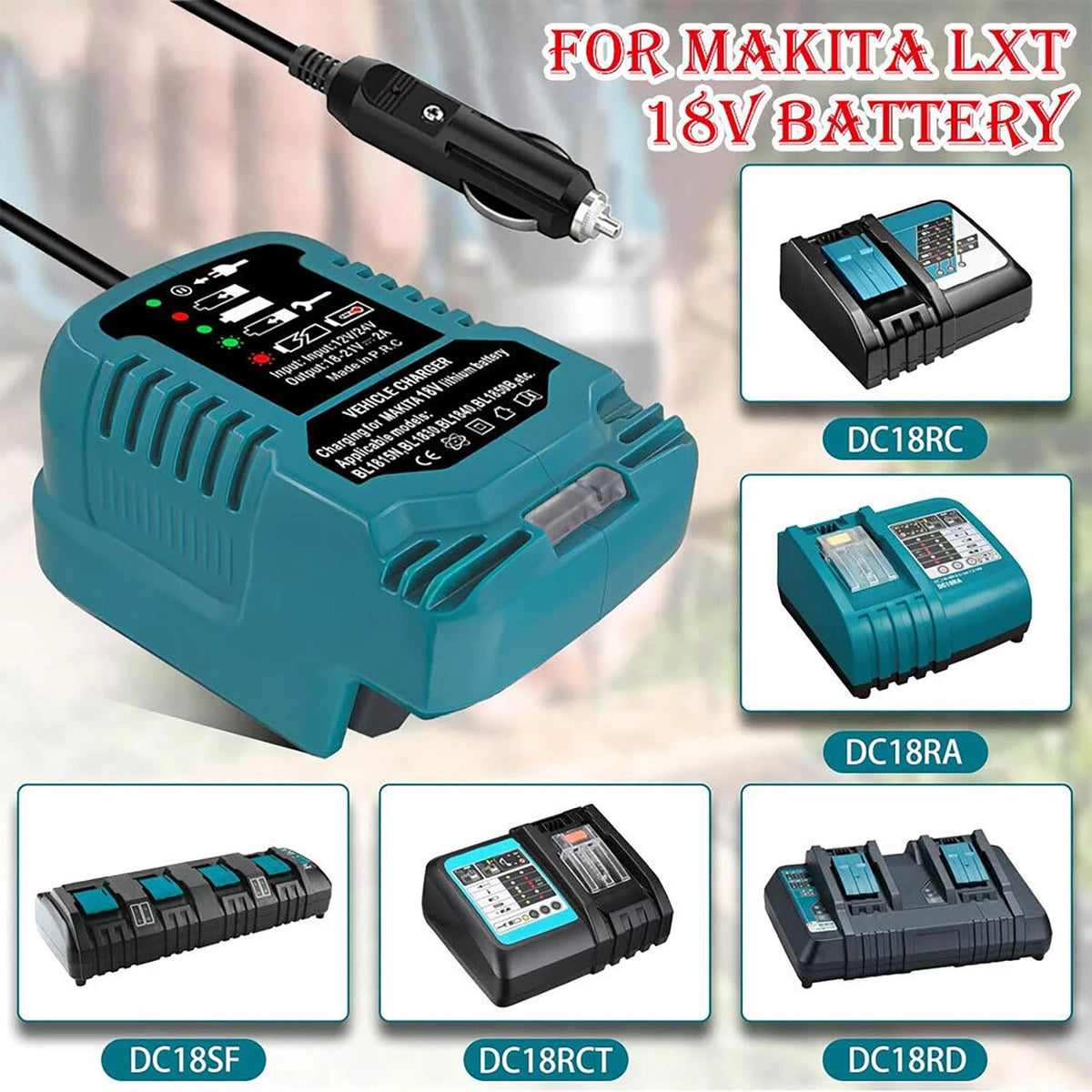 Replacement Car Charger For Makita 18V LXT Battery BL1815 BL1830 BL1840 BL1845