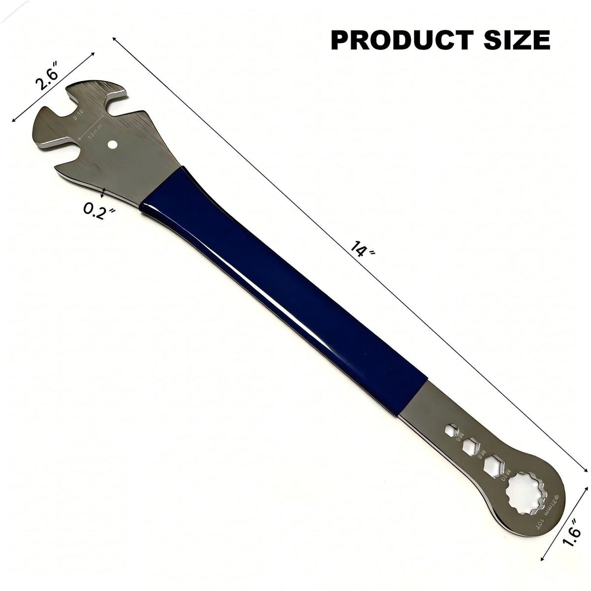 HXILAJM Bike Pedal Wrench 15mm/9/16, Extended Non-Slip Grip Extended, Silver