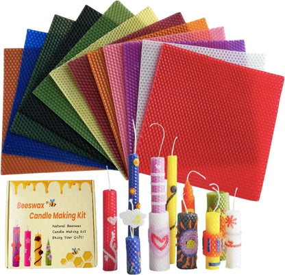 12 Colors Beeswax Sheets for Rolling Candle 8" X 8 x 8 inch 12 pcs, multi