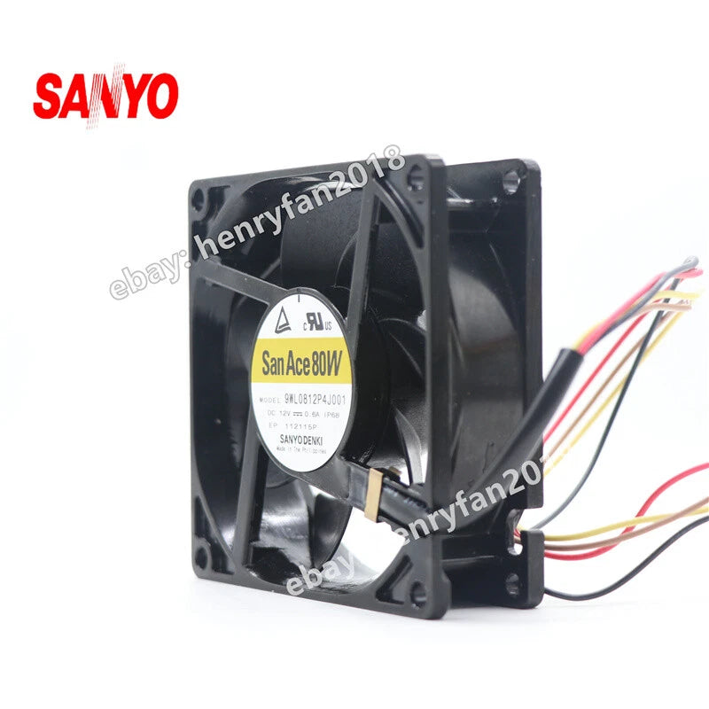 SANYO Denki 9WL0812P4J001 SanAce DC Fan 12V 0.6A 80*80*25MM 4wire IP68 Axial Fan