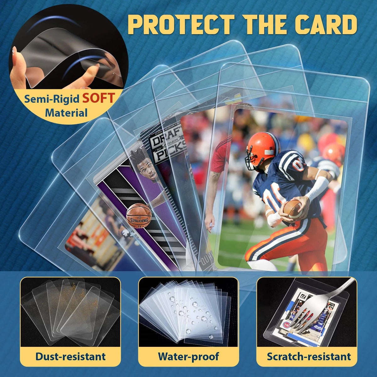100ct Semi-Rigid Card Holder and Penny Sleeves, 100pcs+100pcs, Clear