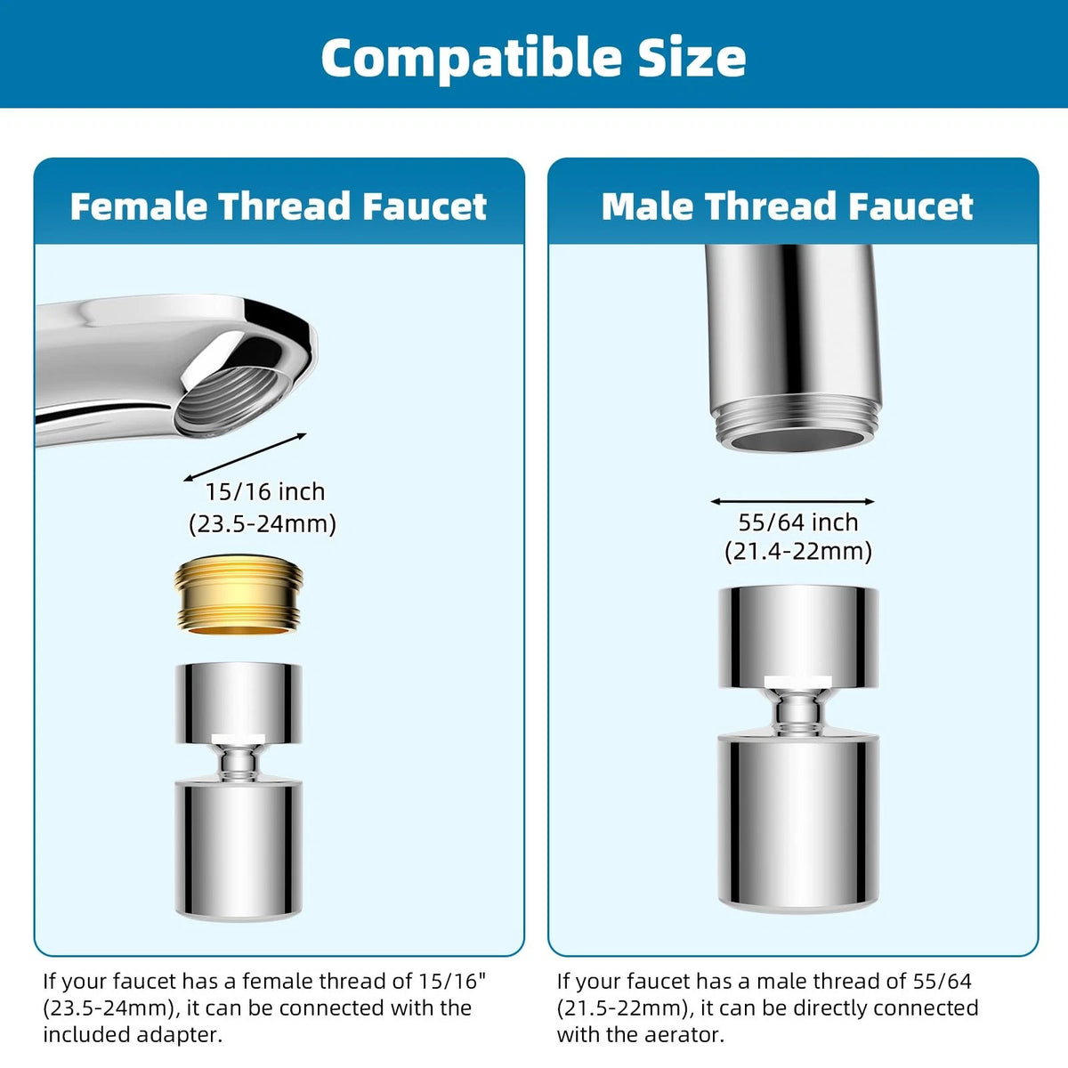 Hibbent NSF/ANSI/CAN 61 Certified Faucet Aerator, CUPC Certification Chrome