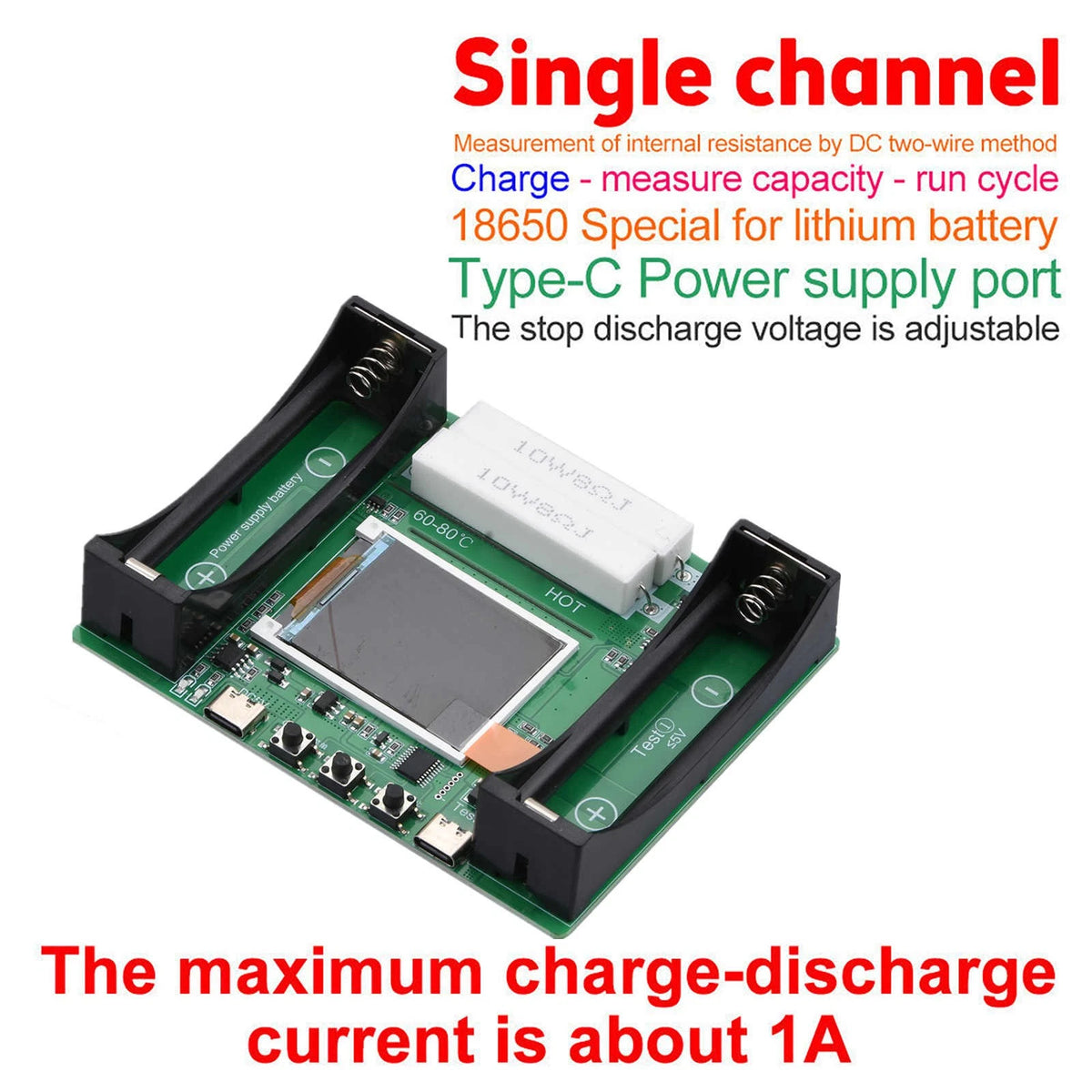 18650 Lithium Battery Capacity Tester Detection Auto Charge/Discharge Module