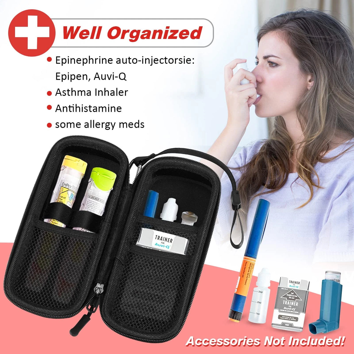 MEDMAX Epipen Medical Carrying Case, Hard Shell 7.8 x 3.3 x 2.6 inches, Red