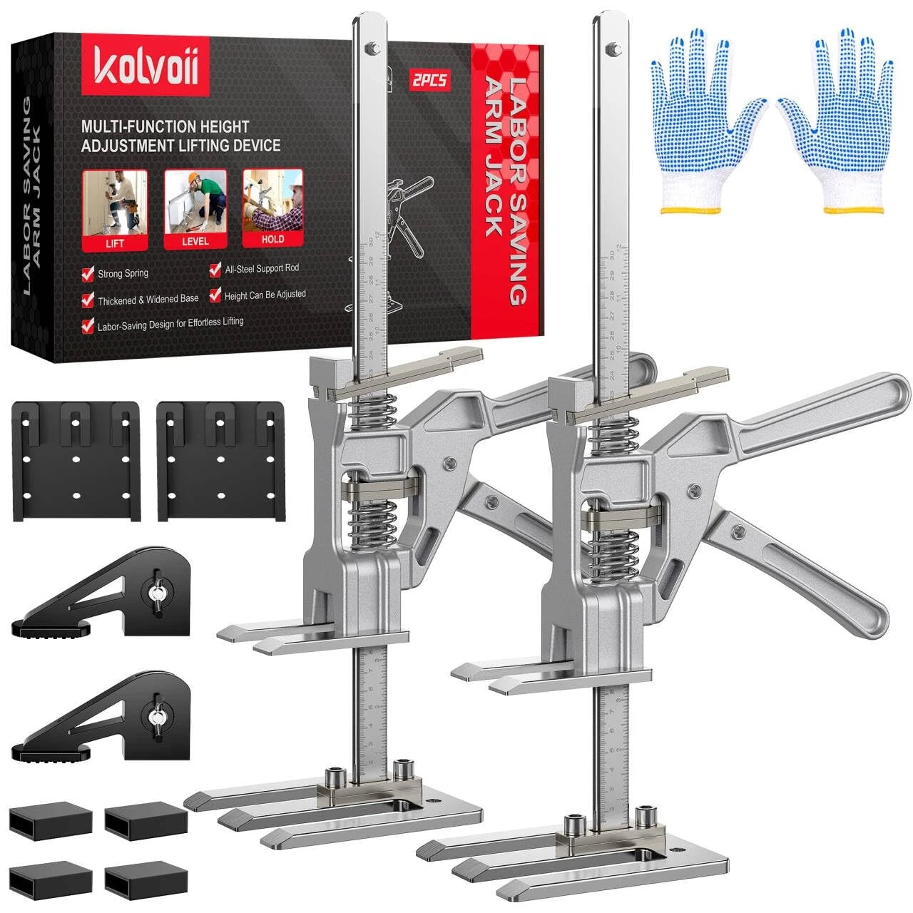 Kolvoii Labor Saving Arm Jack 2 Pack, 10" Height-Adjustable Large, Silver A