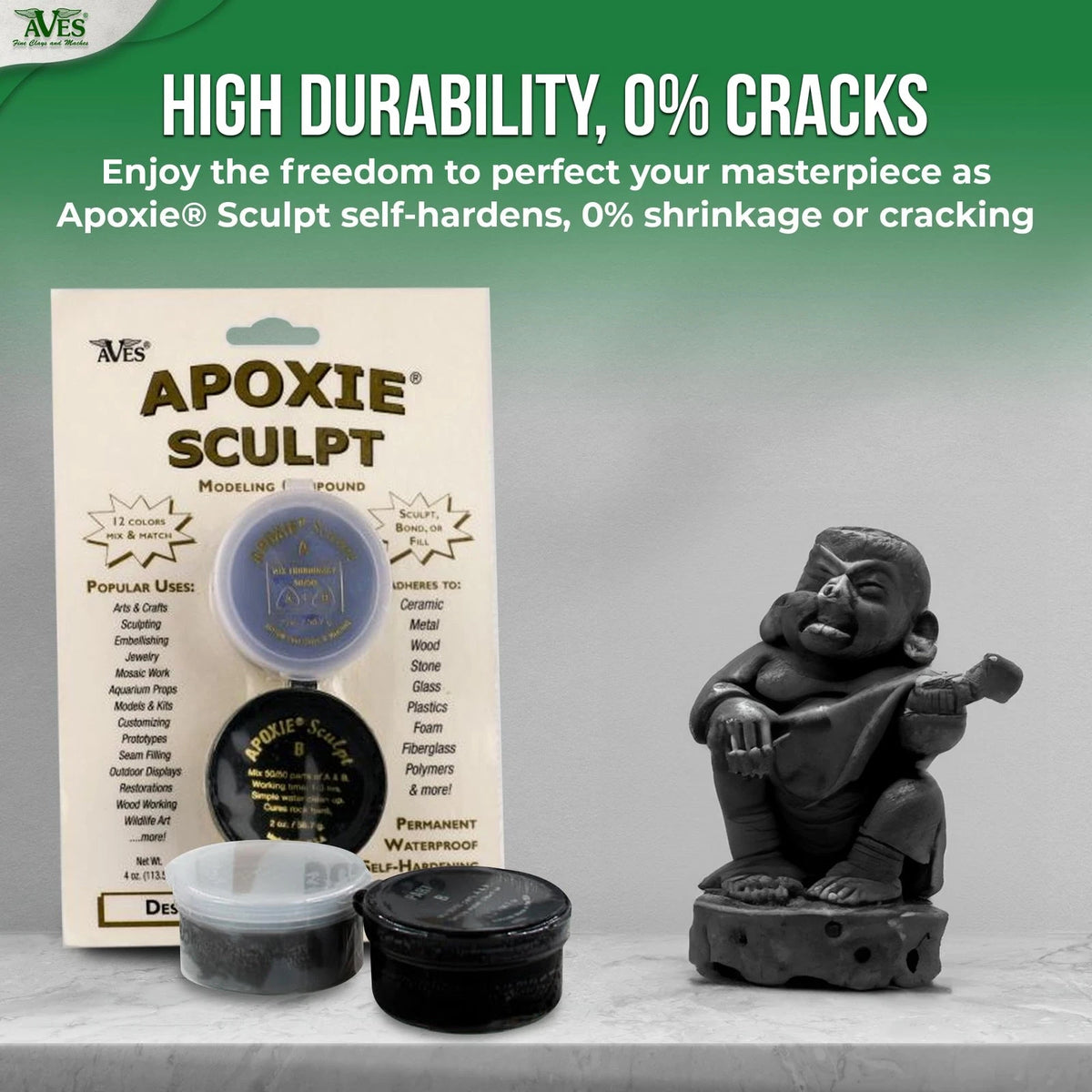 Aves Apoxie Sculpt - 2 Part Modeling Compound (A & B) - 1/4 Pound, Black