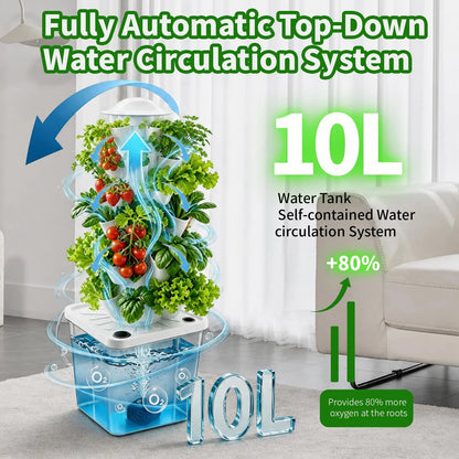Hydroponics Growing System,30 Pods Hydroponic Tower,Space-Saving Black