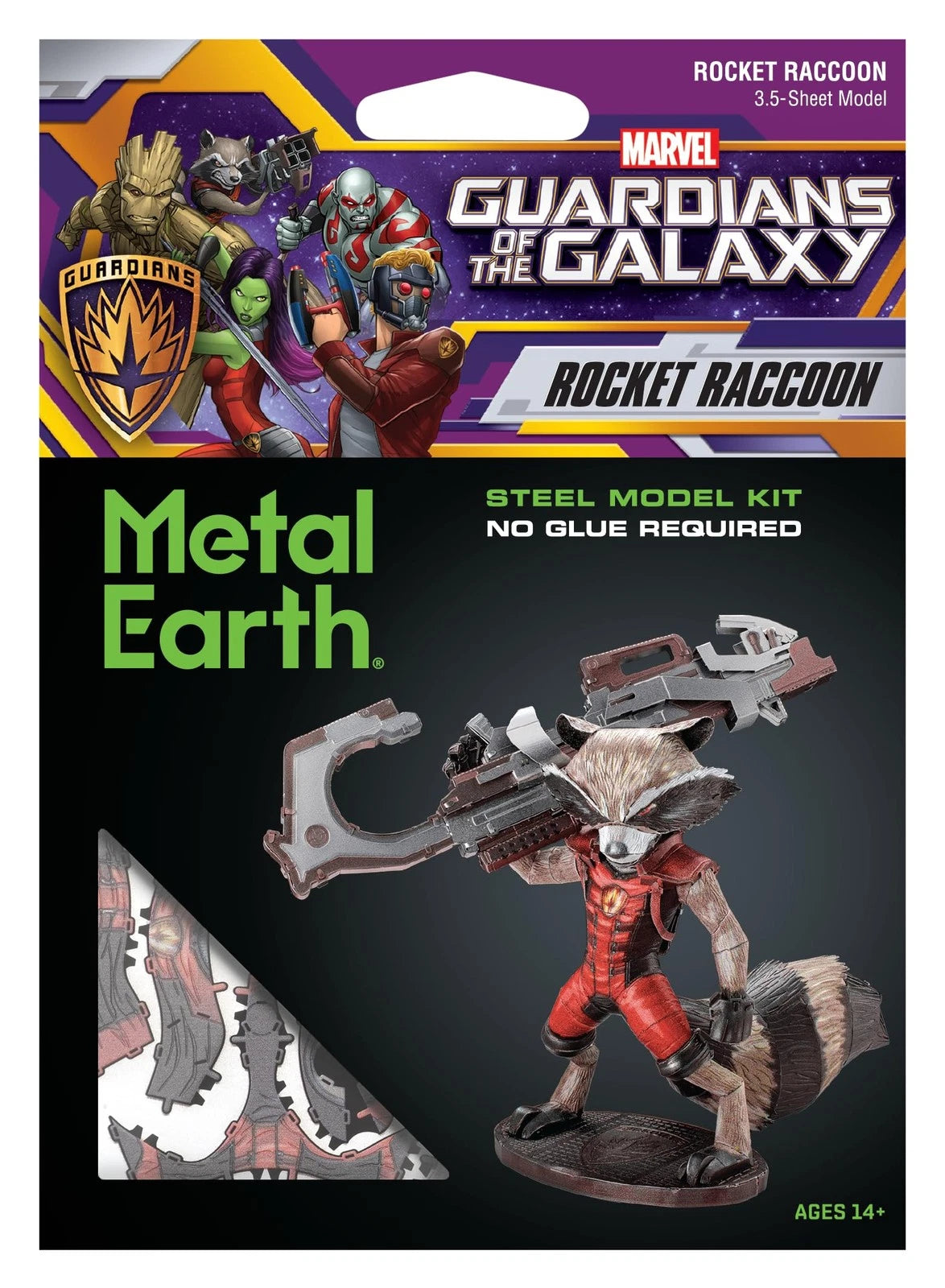 Metal Earth Guardians of The Galaxy Rocket 3.8 x 3.1 x inches, Multi