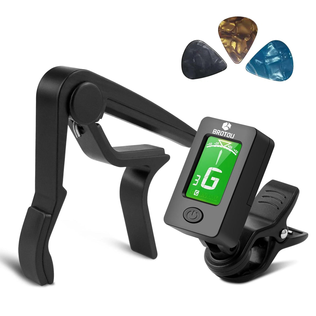 BROTOU Guitar Tuner Clip-On Digital JT-01 Tuner+Capo, Tuner+Cpao