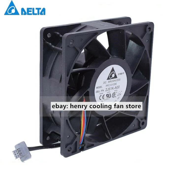 For Delta PFC1212DE DC 12V 4.80A 120*120*38mm 253CFM 4pin Server cooling fan