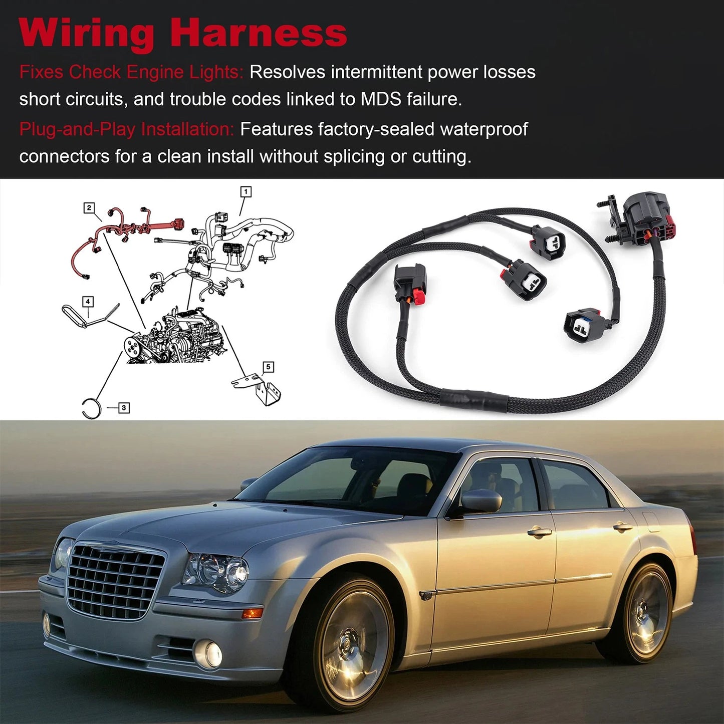 56045793AC Engine Wiring Harness Jumper Multiple For Chrysler 300, Dodge Charger