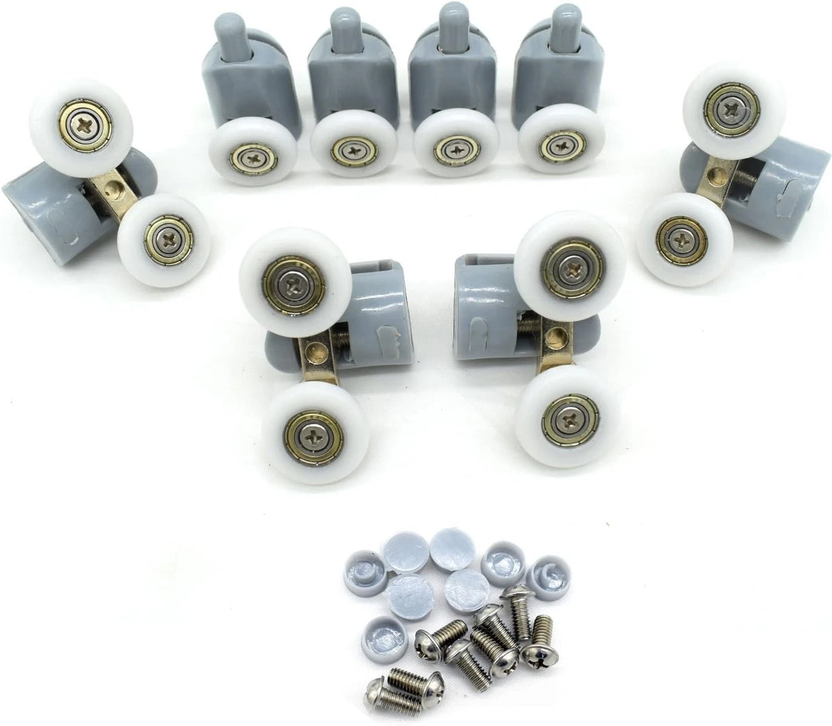 8 Pcs Top/Bottom Shower Door Rollers/Runners/Pulleys/Wheels Bathroom Gray