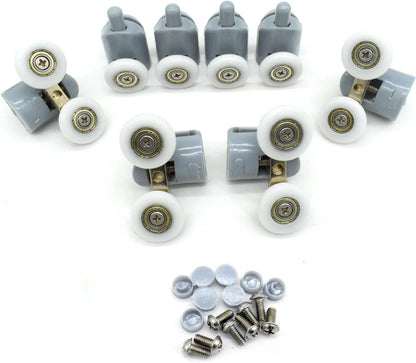 8 Pcs Top/Bottom Shower Door Rollers/Runners/Pulleys/Wheels Bathroom Gray