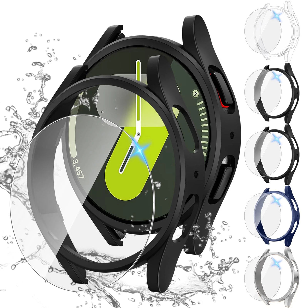 Tensea [5+5Pack for Galaxy Watch 7-44mm, Black/Clear/Black/Silver/Blue