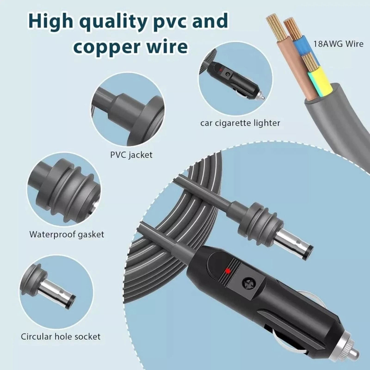 5M For Starlink Mini RV Power Cable Cigarette Lighter 12V 24V Outdoor Grade