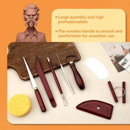 Pottery Tools Kit, Clay Set, Ceramic Tool and Red