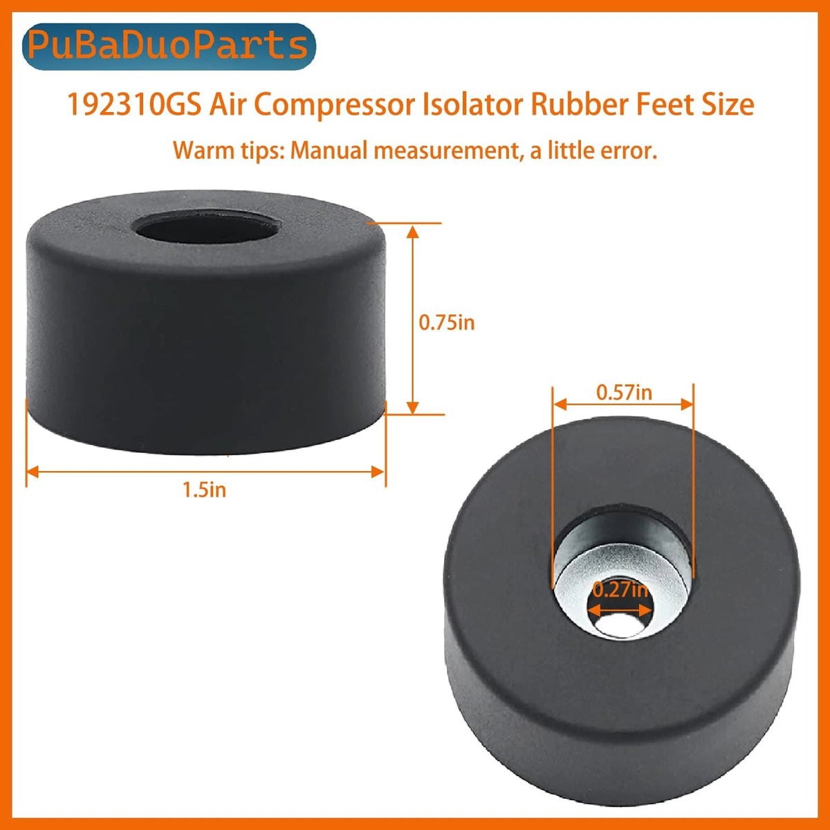 4 Pack 192310GS Anti Vibration Rubber Feet, Air Compressor Isolation Black