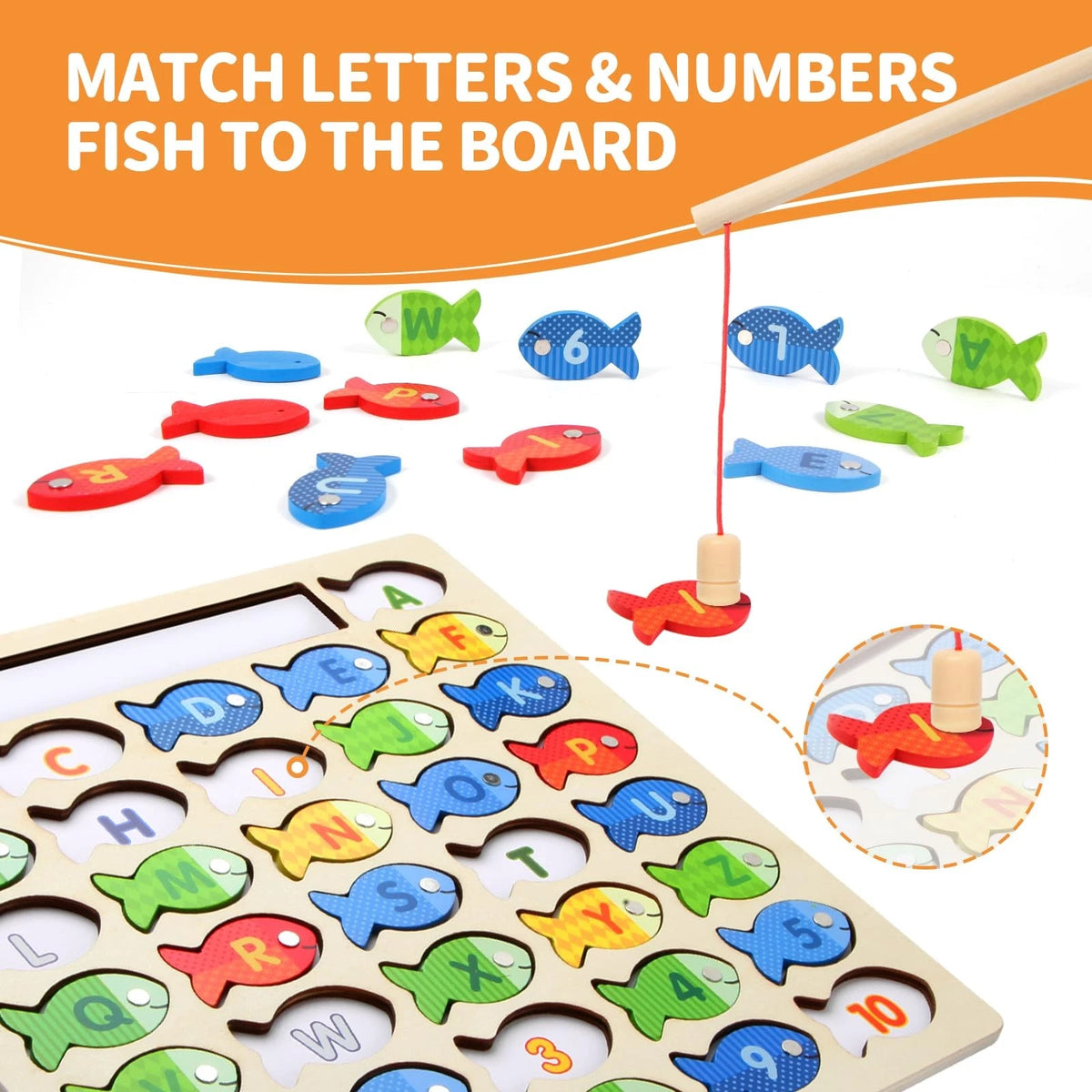 Diaodey Wooden Magnetic Fishing Game for 11.81 x x 0.27, Multicolored