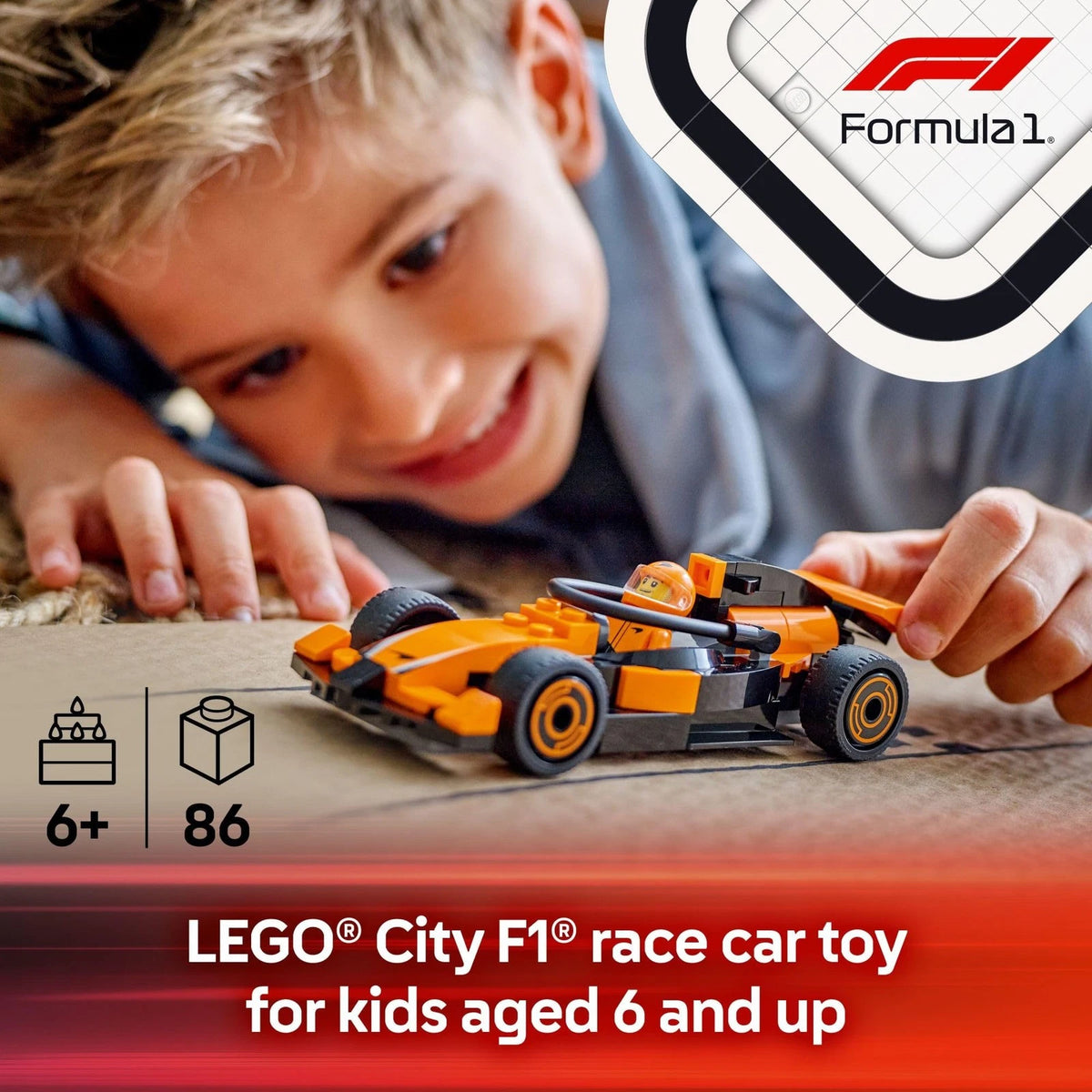 LEGO City F1 Driver with McLaren Race Car Toy - Model Building Multicolor