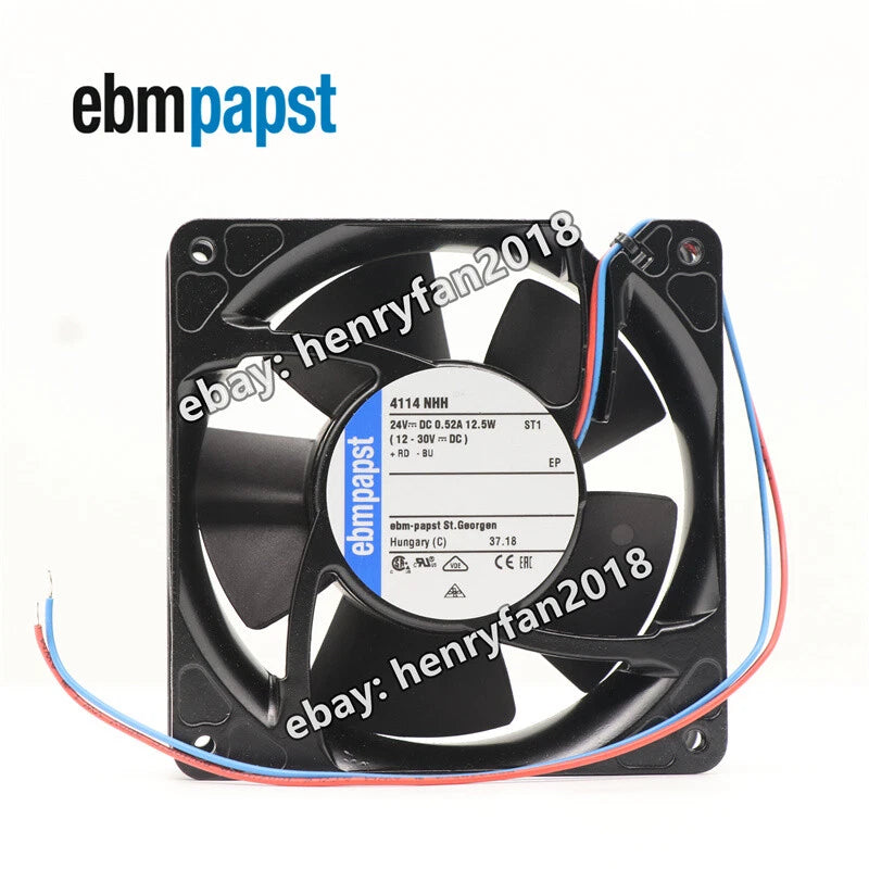 Ebmpapst 4114NHH Axial Fan 24VDC 12.5W 0.52A 120*120*38MM 2-Wires Cooling Fan