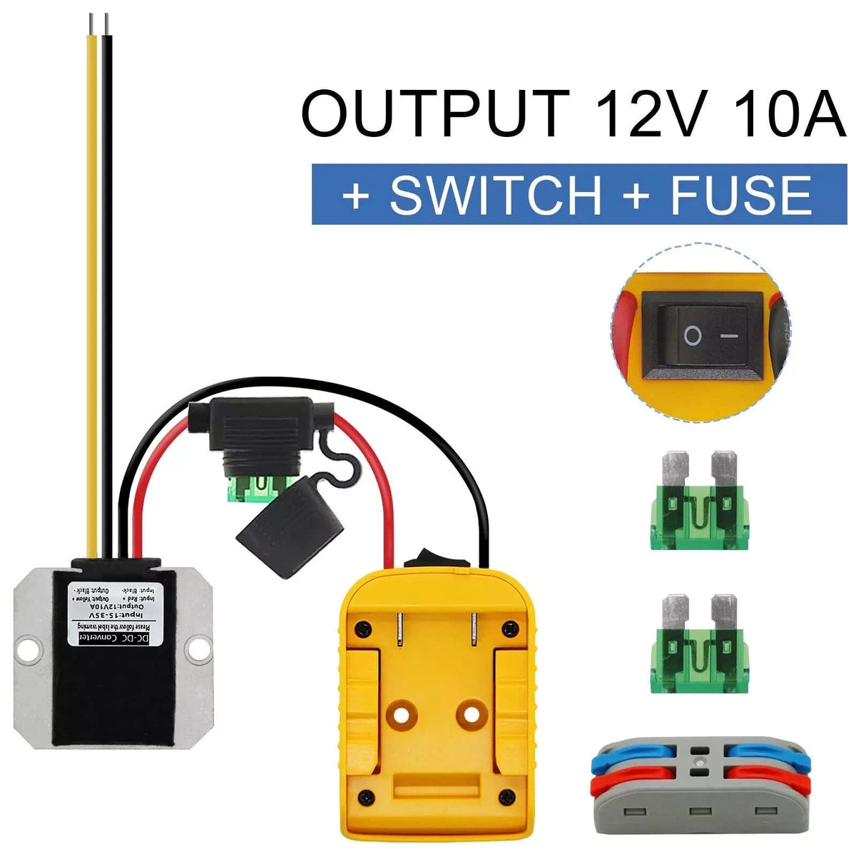 1 Peak 100W Step Down Converter for DeWalt 20V Power Wheels Battery Adapter DC