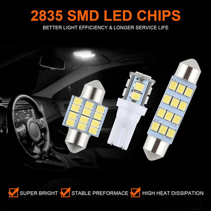 iFunyLED 24 Pieces Dome Light LED Car Interior Bulb Kit Set 194 T10 White