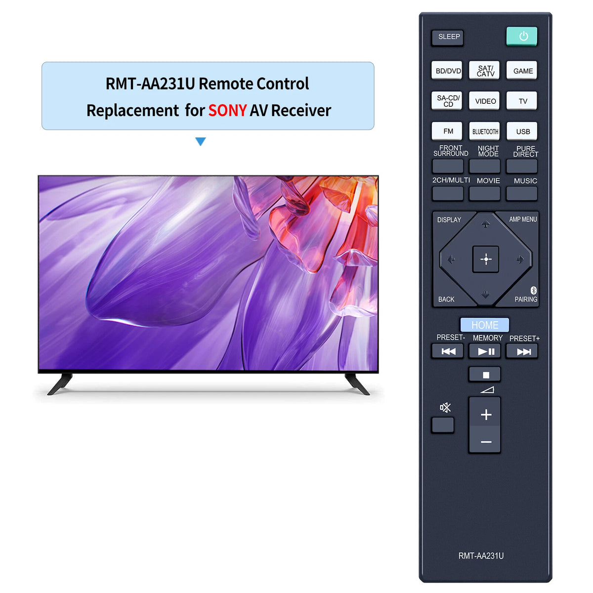 RMT-AA231U Replacement Remote Control For Sony AV System STR-DN1080 STR-DH770