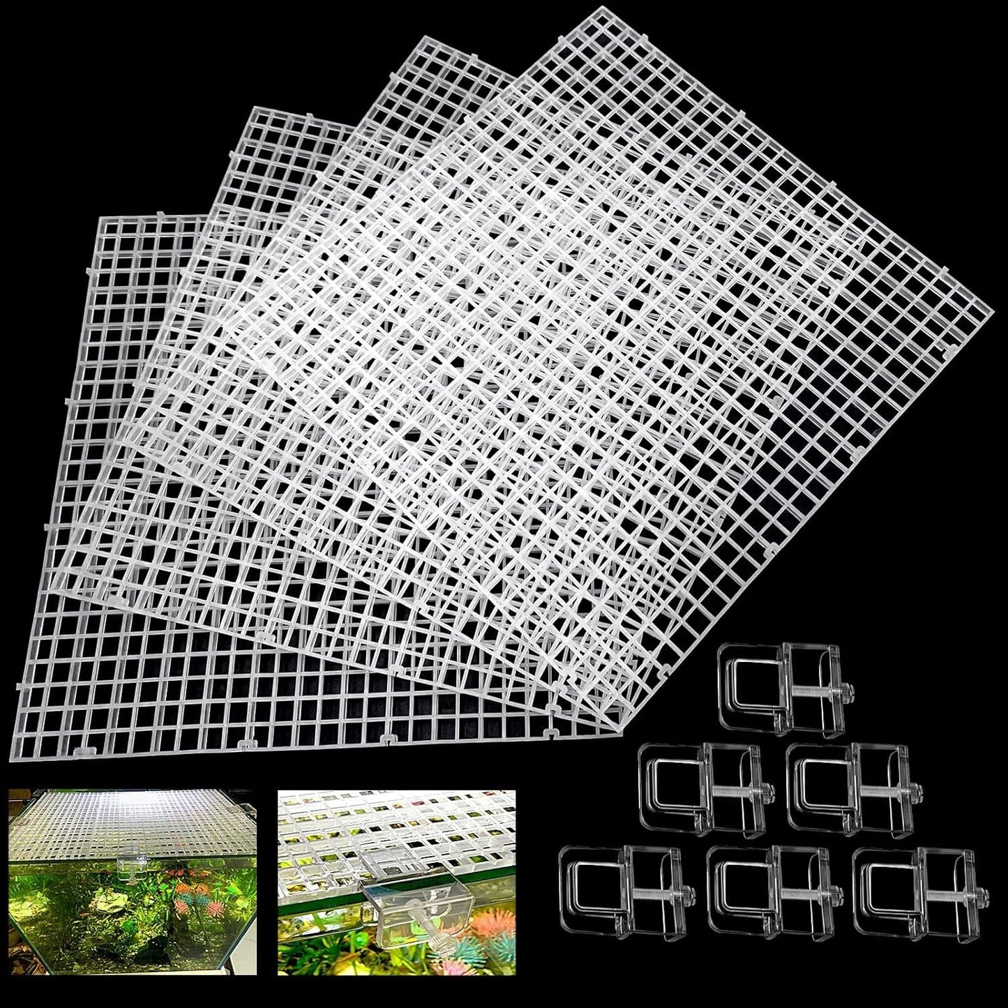 4 Aquarium lid Hood Fish Tank top Cover Terrarium Plastic transparent
