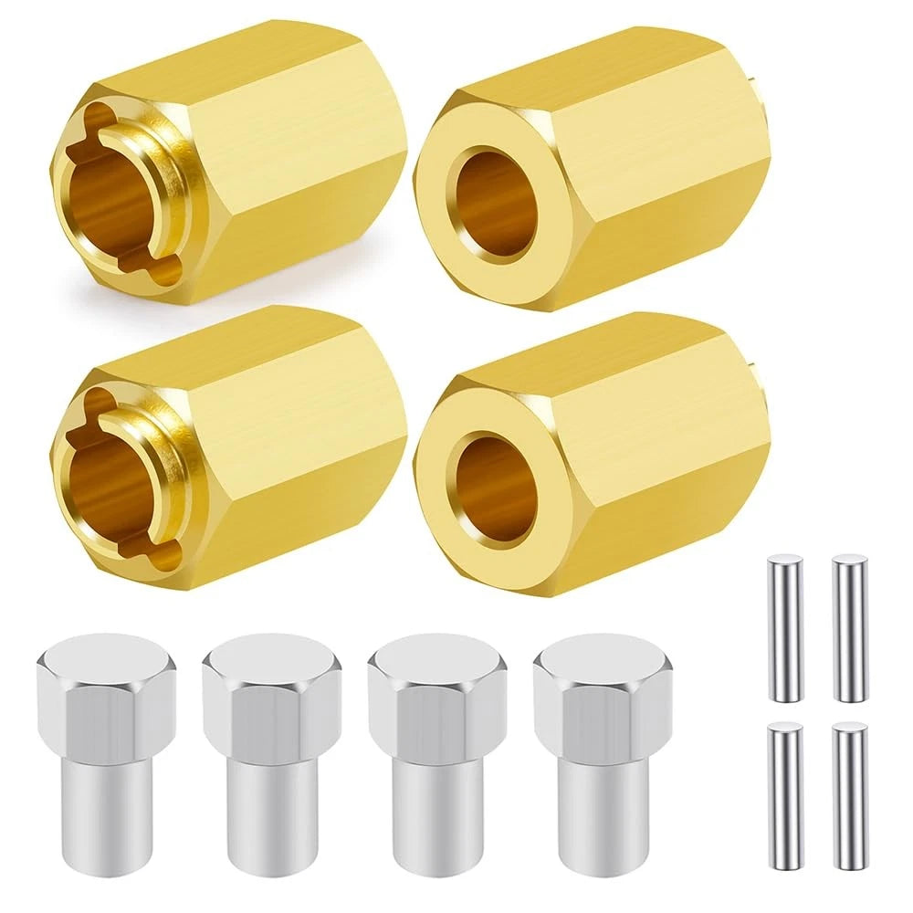 MOHERO 4Pcs 15g Brass Wheel Hubs 10mm Extenders Hex Adaptor for 1/18 RC...