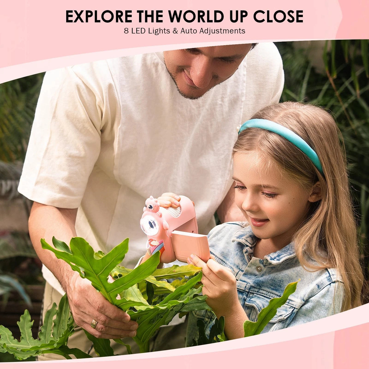 Zynoscope Microscope for Kids 1000X Magnification, 3-in-1 Handheld Pink