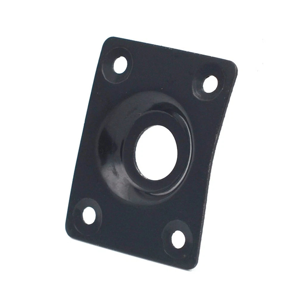 Black Guitar Output Metal Jack Plate Square W/ Screws for Electric Bass Guitar d