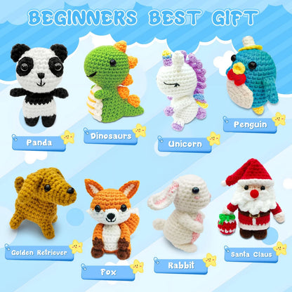 HUASHILUO 8Pcs Crochet Kit for Beginners, DIY Craft Miniature, Grey