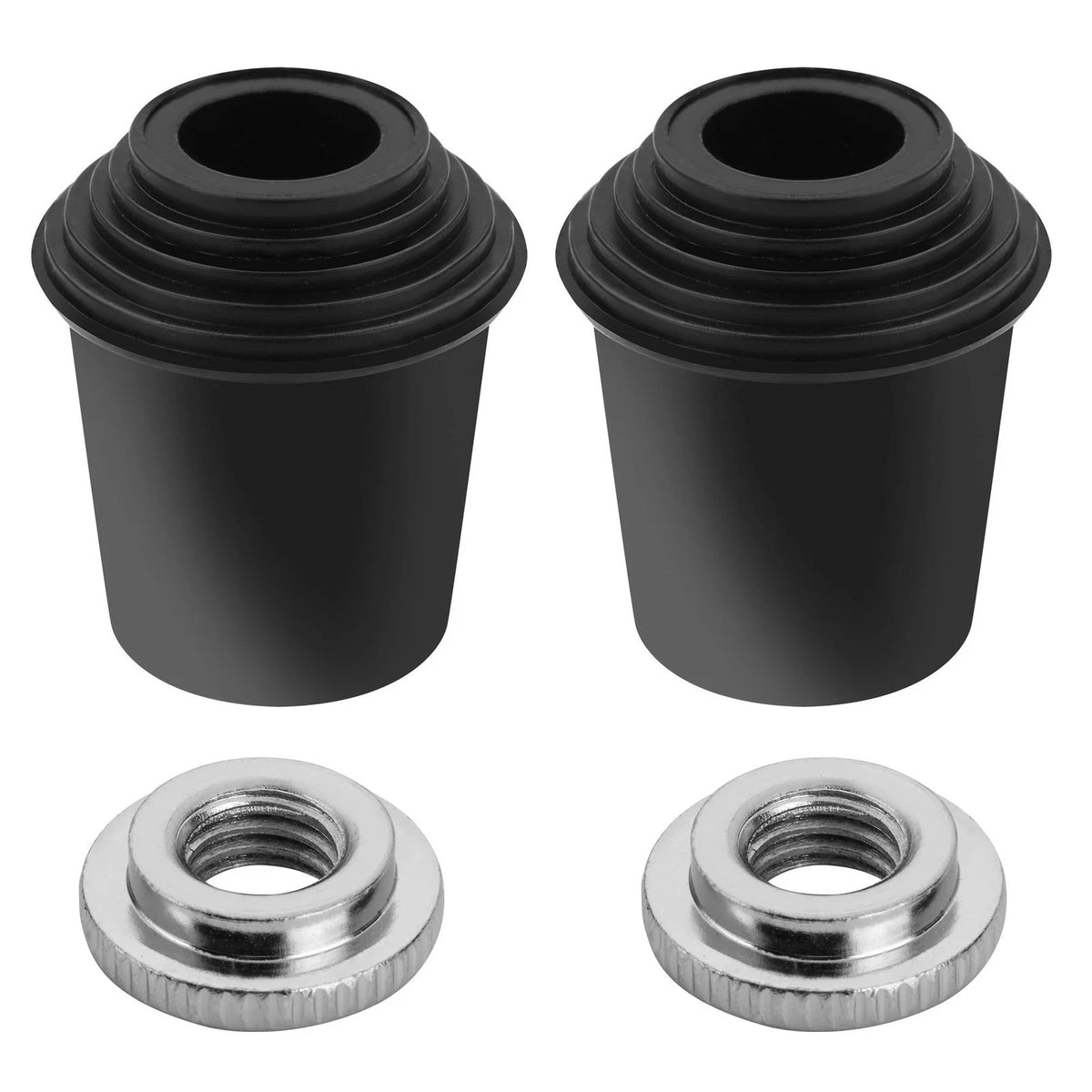 2 Packs Bass Drum Threaded Rubber Feet, Floor Tom Leg Tips Black
