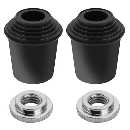 2 Packs Bass Drum Threaded Rubber Feet, Floor Tom Leg Tips Black