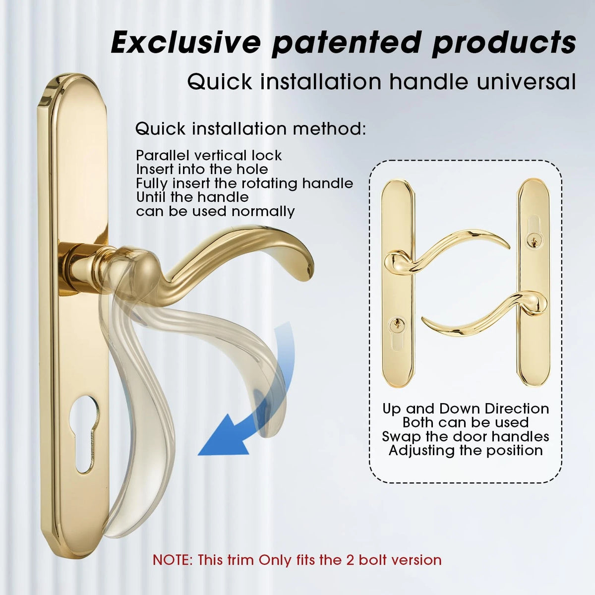 MaxxGeek Storm Door Handle Accessory Set fit Pella handle, Polished Gold