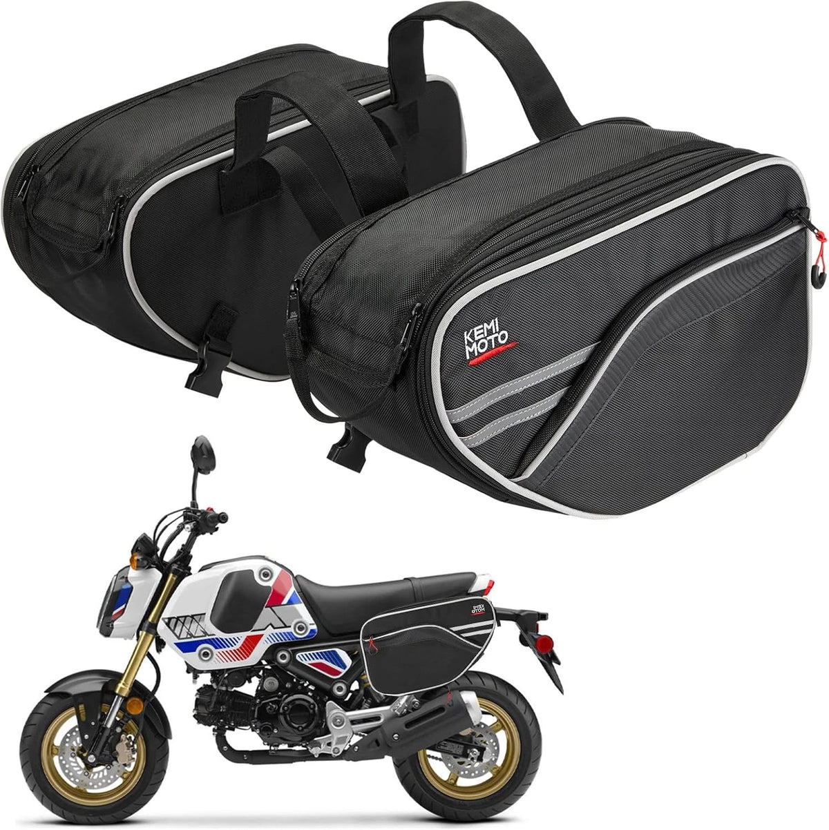 KEMIMOTO Motorcycle Saddlebags Bag Expandable 24-30L (15L*2) One Size, Black