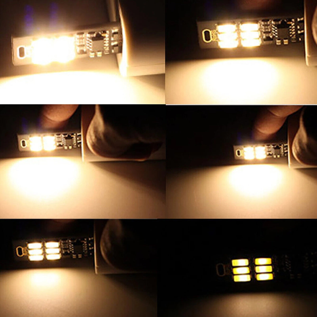5Pcs 6-LED USB Portable Keychain Lamp W/ Touch Dimming 1W 3200K Warm Light